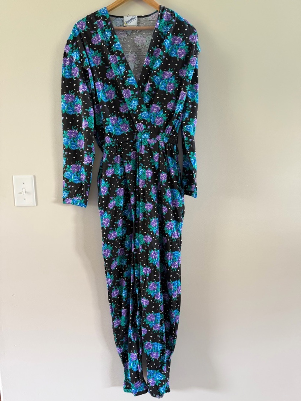 vintage floral jumpsuit 80s Mooncraft made in USA w/pockets Size medium